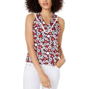 Trina Turk Red and Blue Floral Top